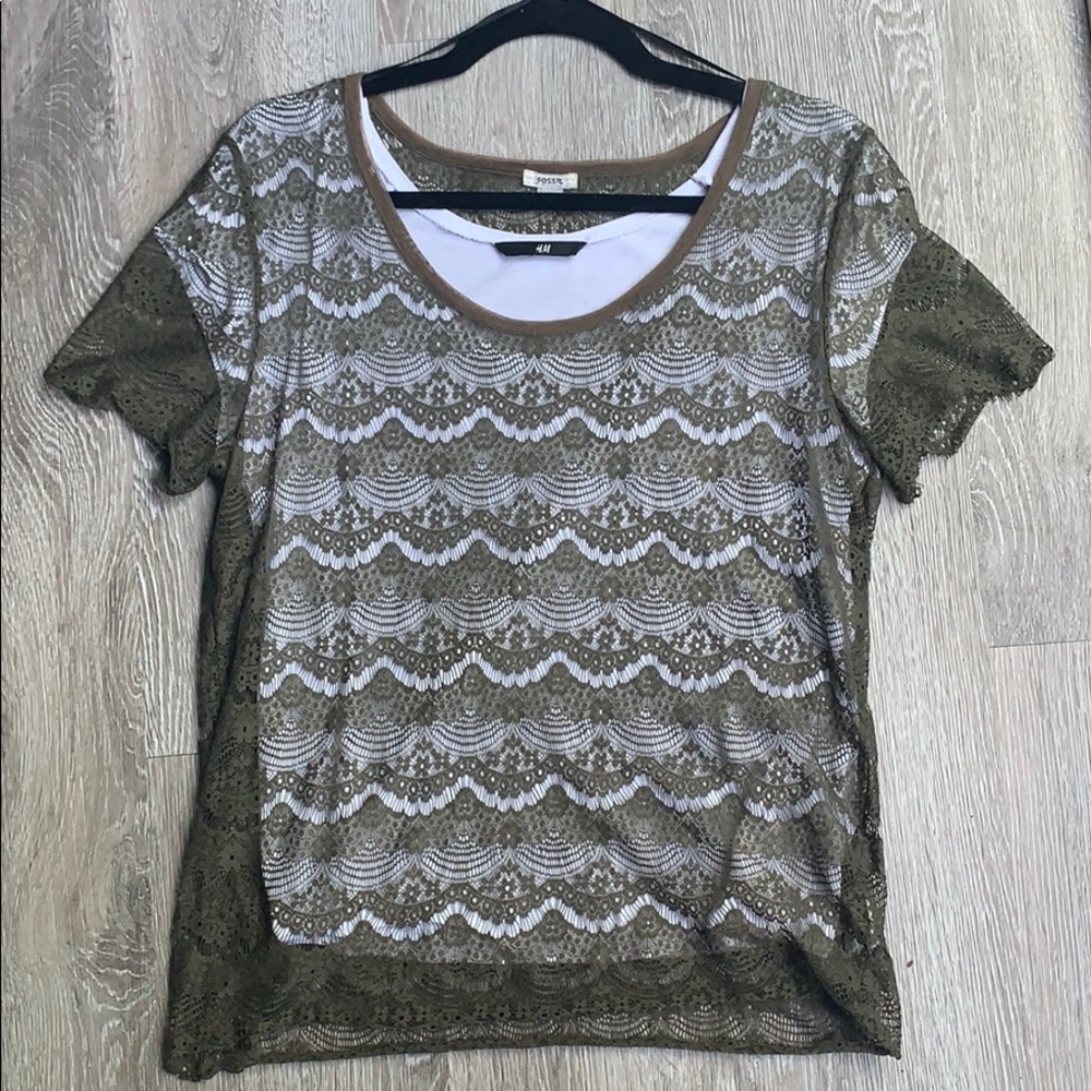 Fossil Olive Green Lace Shirt